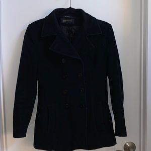 Double-Breasted Black Peacoat